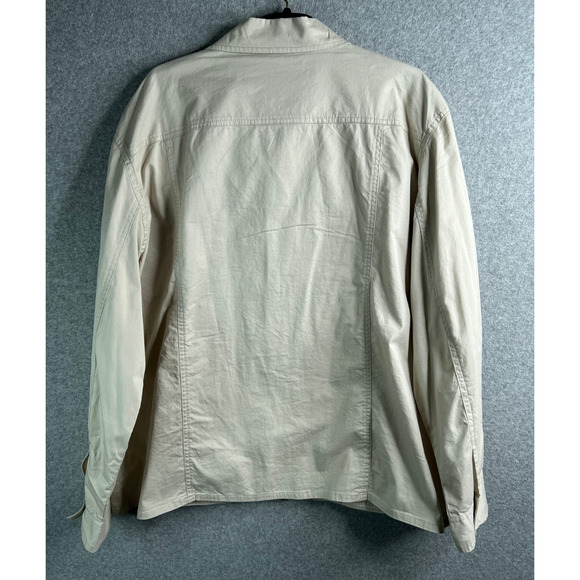 Chico’s Beige Women's Jacket Size 3 Fits XL Zip Front Stretch Cotton - Picture 2 of 11